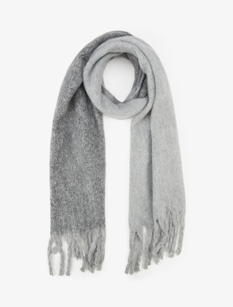 Echarpe en laine mélangée à franges - Gris - 1