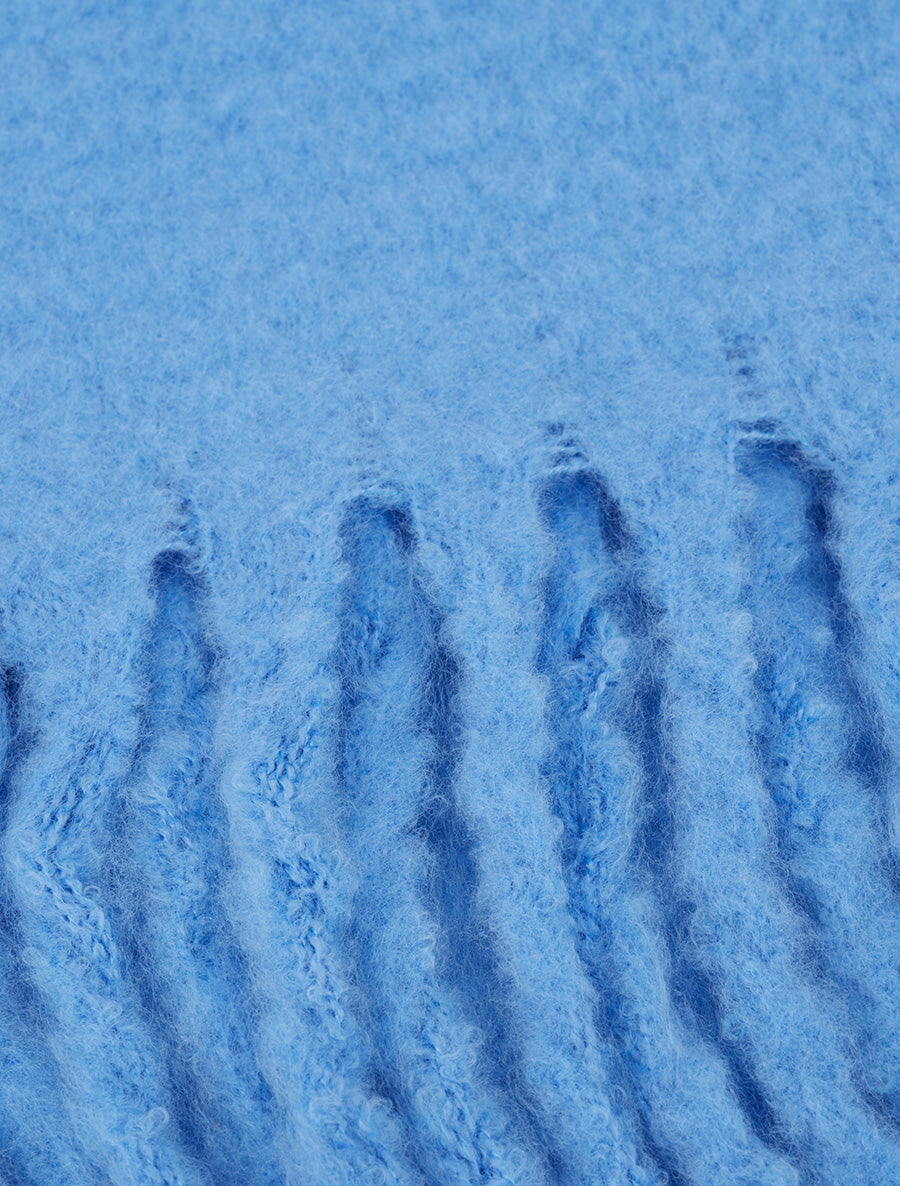 Echarpe en laine mélangée à franges - Bleu ciel - 3