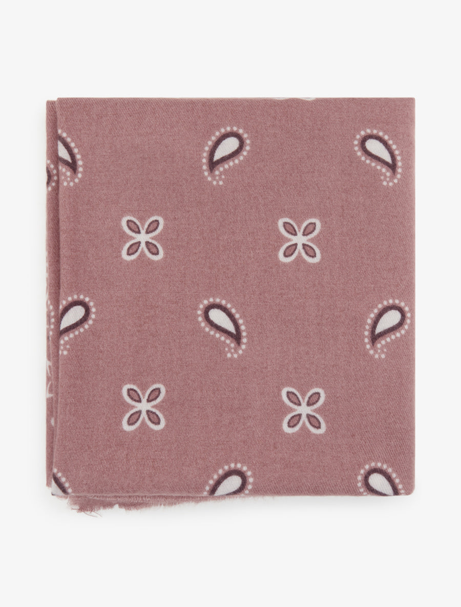 Foulard imprimé paisley à bords effilochés - Vieux rose - 2