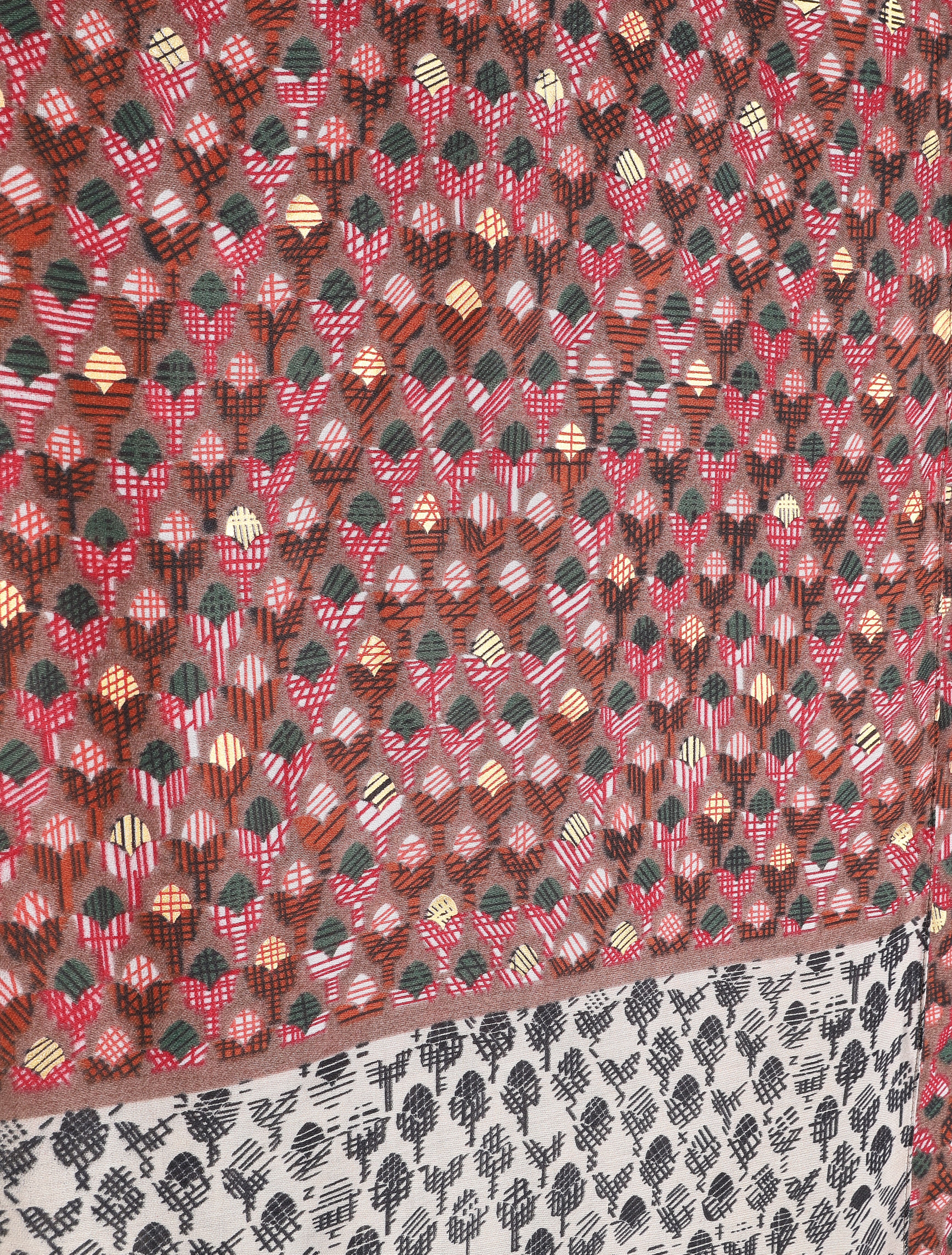 Foulard à imprimé tulipes graphiques irisées - Taupe - 3