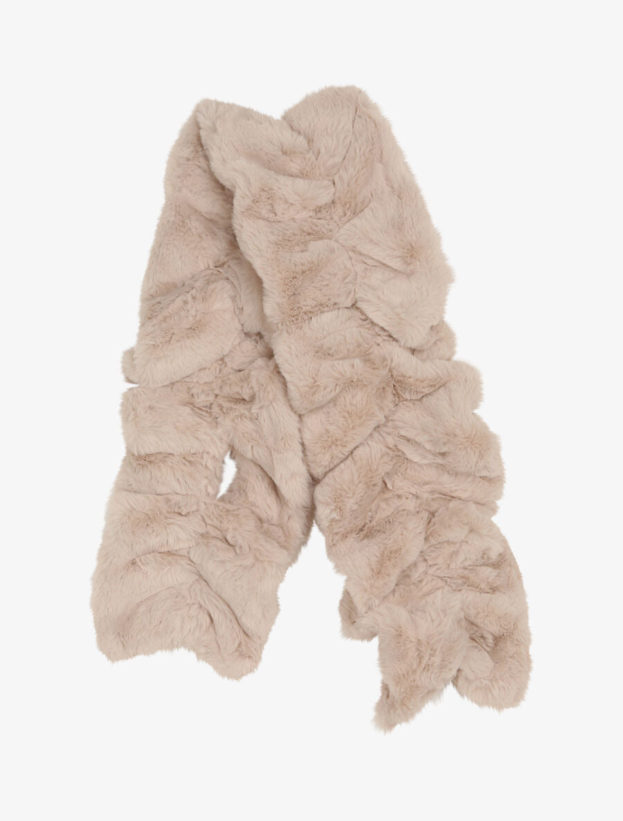 Echarpe torsadée en fausse fourrure - Beige - 2