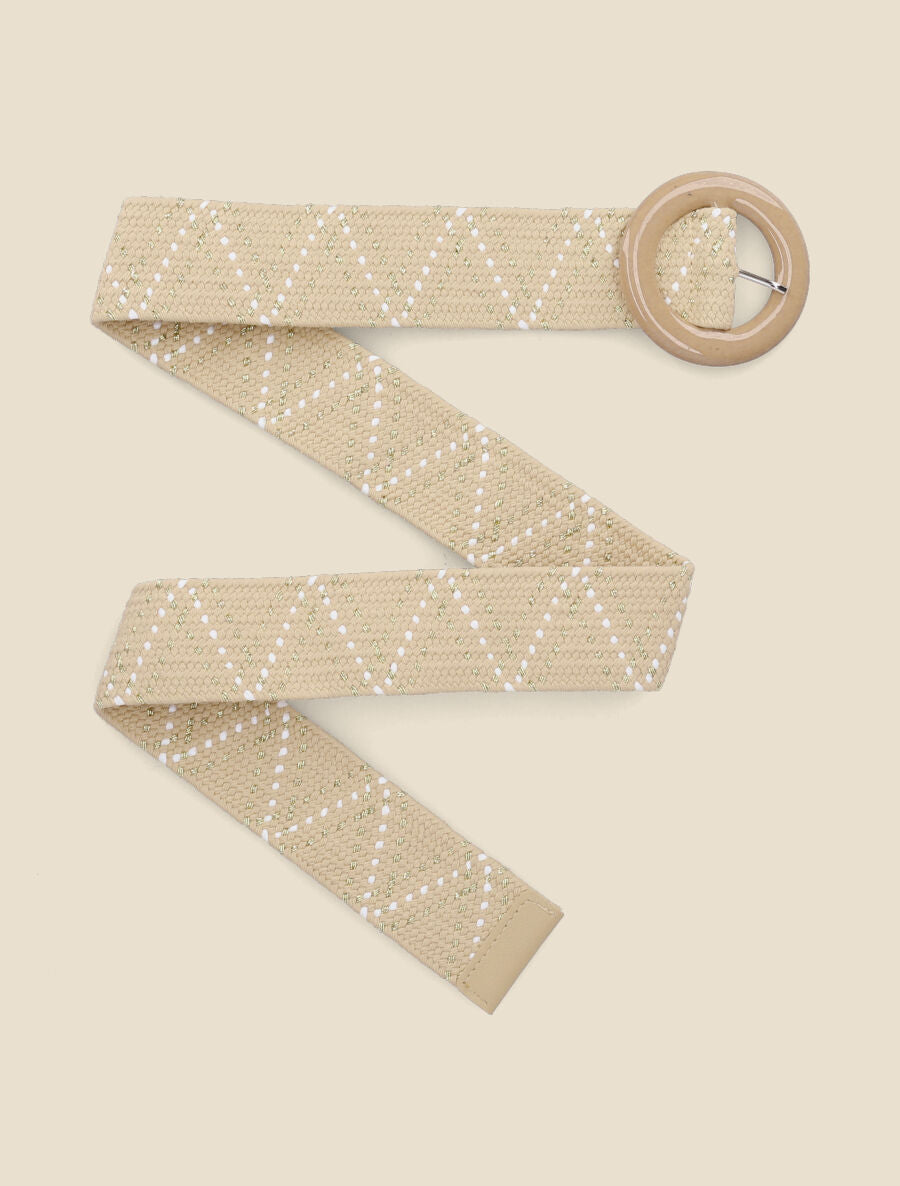 Ceinture bi-matière à sangle en zig-zag - Taupe - 2