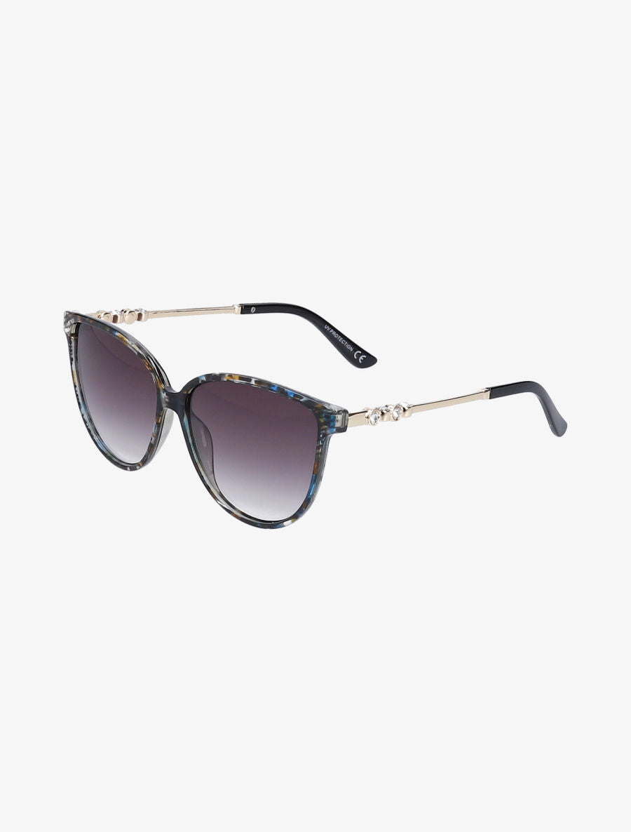 Lunettes cat eye branches à strass - Bleu - 1