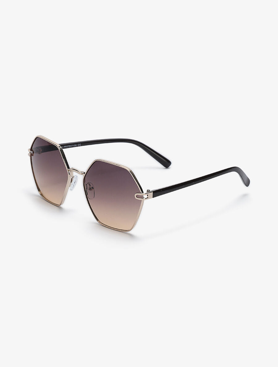 Lunettes de soleil octogonales overzise - Doré - 2