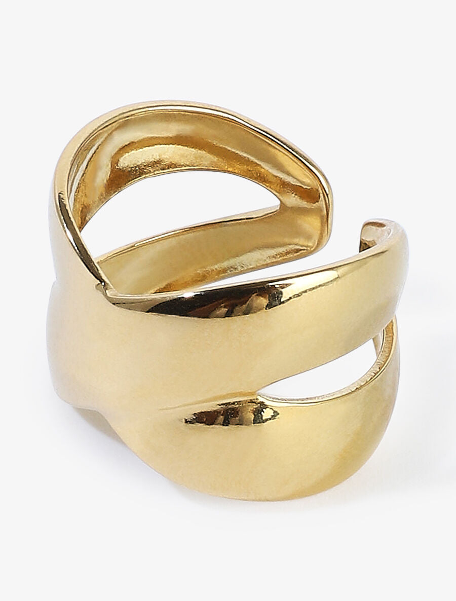 Bague double rangs croisés - Or - 2