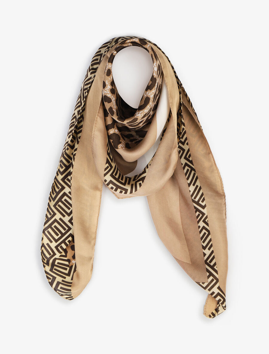 Foulard à imprimé léopard - Beige - 4