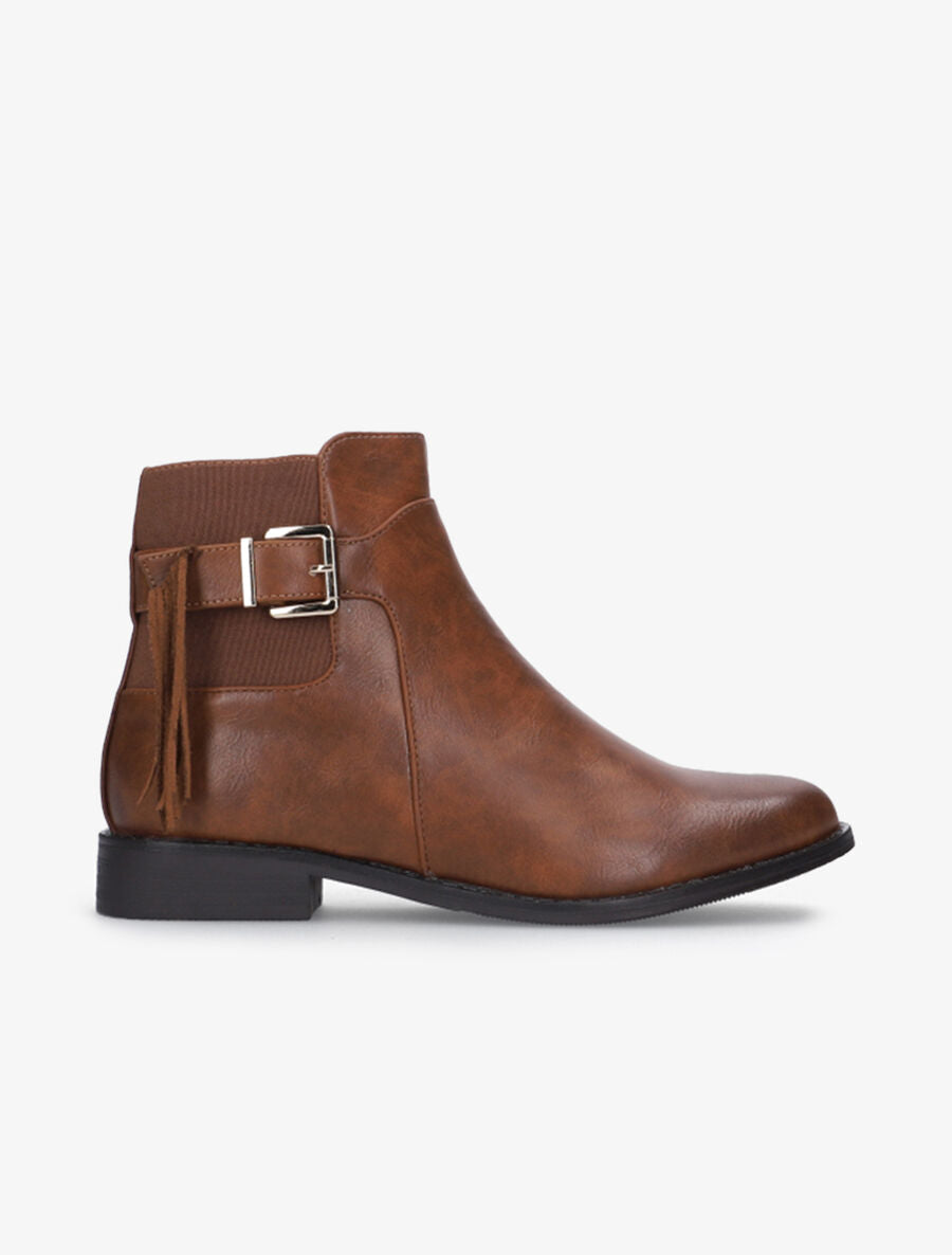 Boots à bout de sangle frangé - Camel - 1