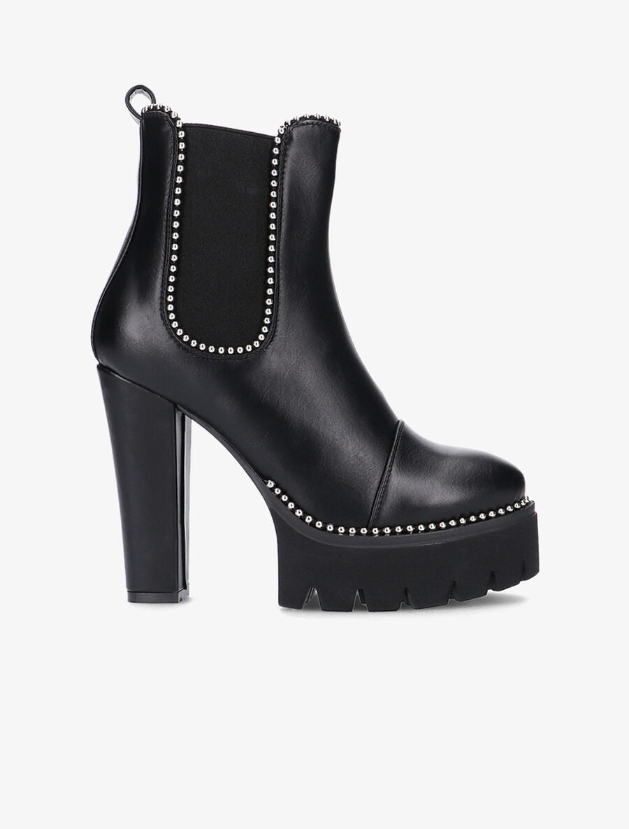 Bottines à plateforme et bords à billes - Noir - 1