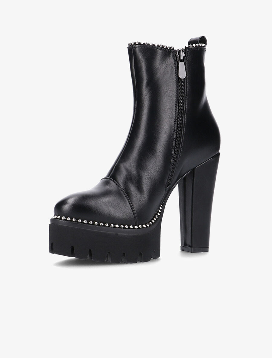 Bottines à plateforme et bords à billes - Noir - 3