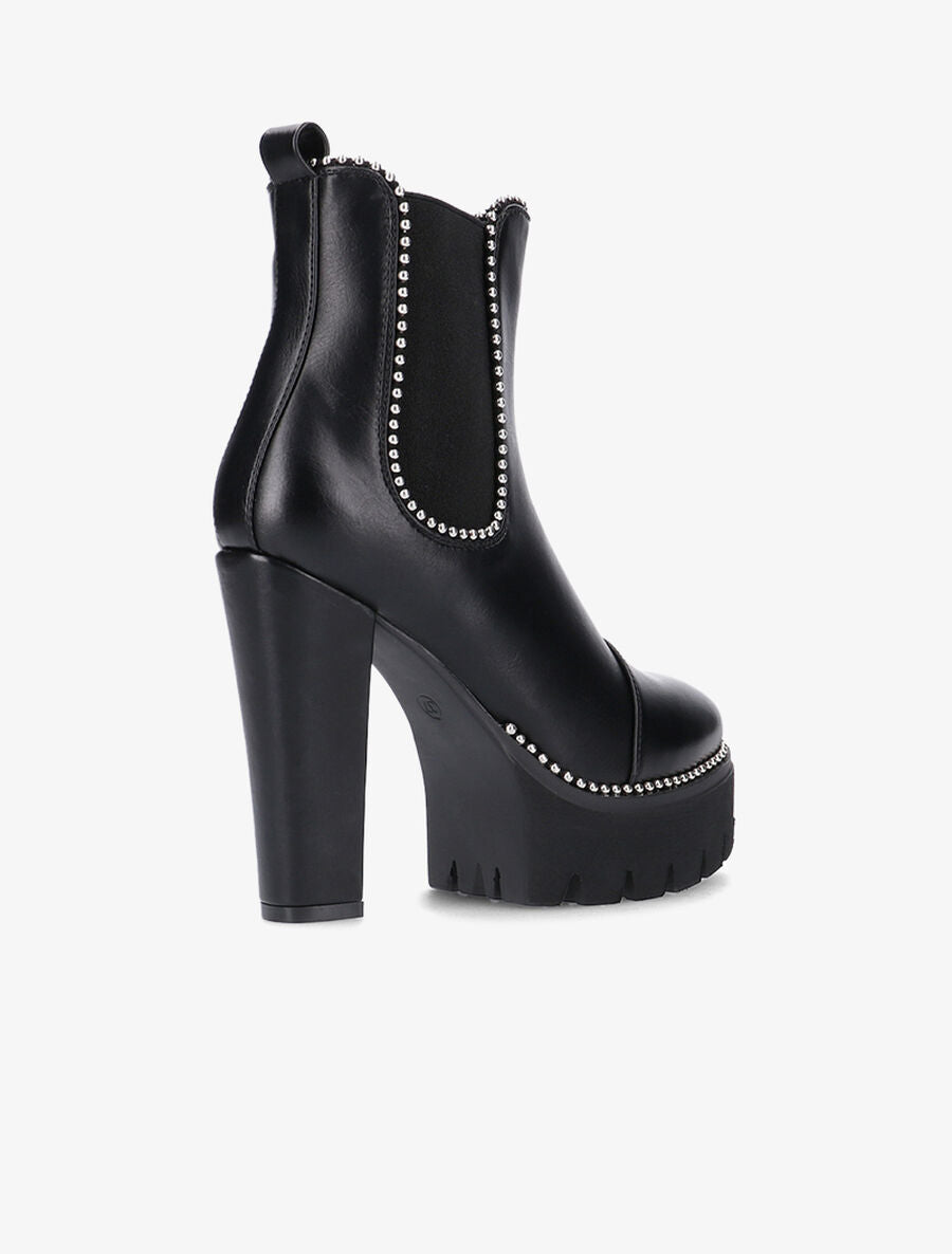 Bottines à plateforme et bords à billes - Noir - 4