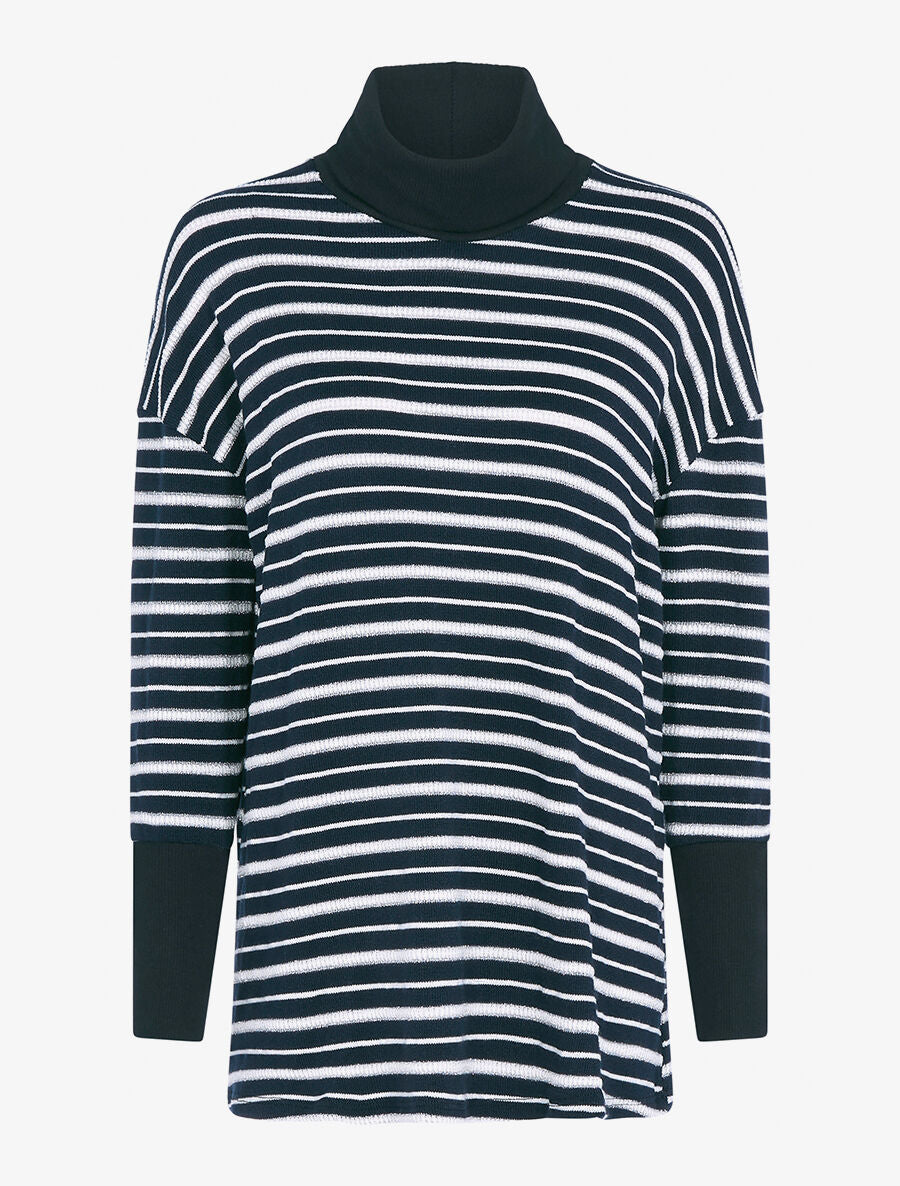 Pull à rayures irisées - Marine - 1