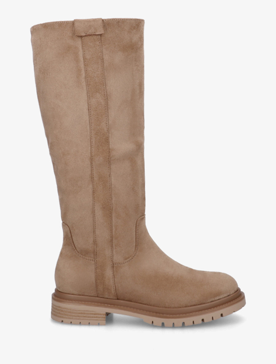 Bottes en suédine à semelle crantée - Taupe - 1