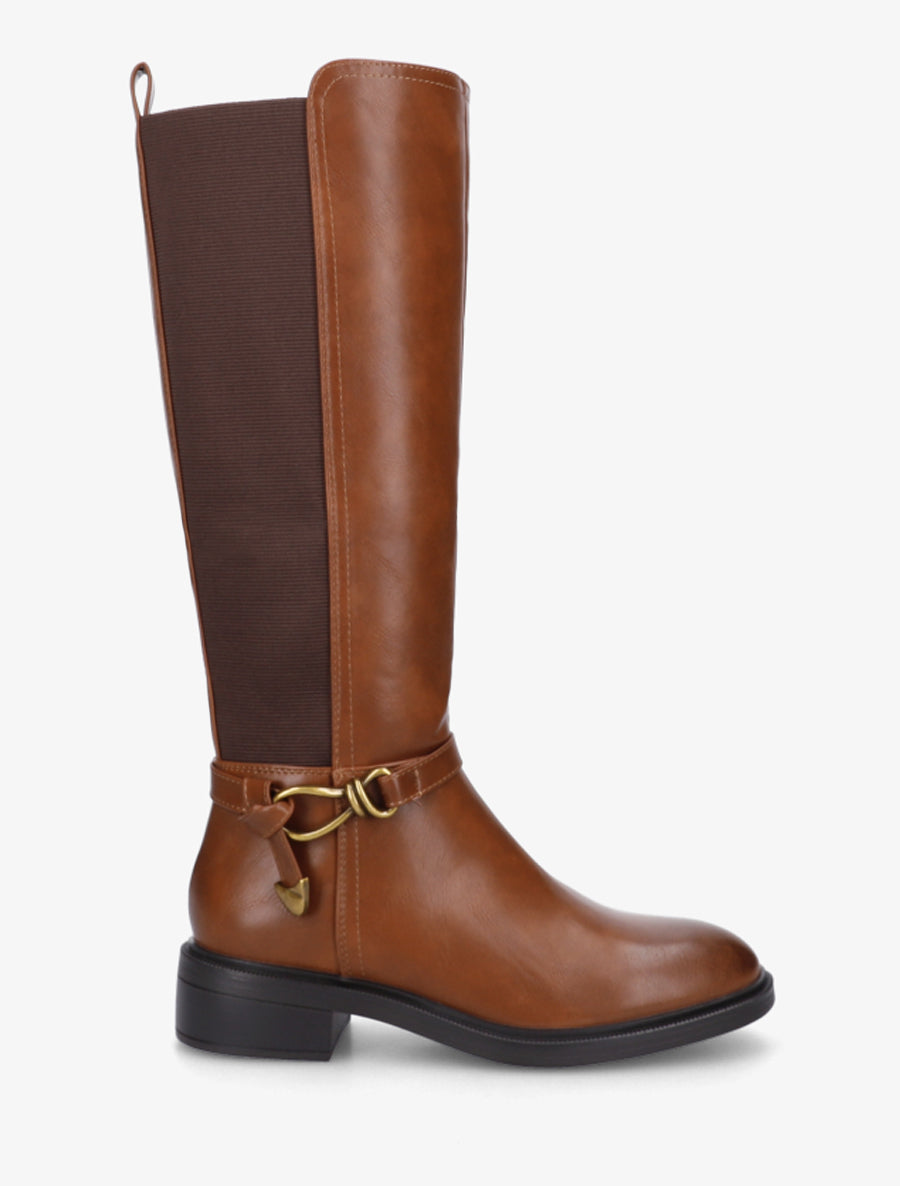 Bottes style cavalière à boucle fantaisie - Camel - 1