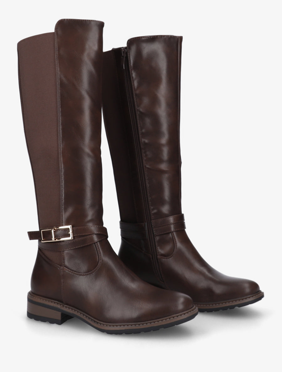 Bottes unies élastiquées - Marron - 4
