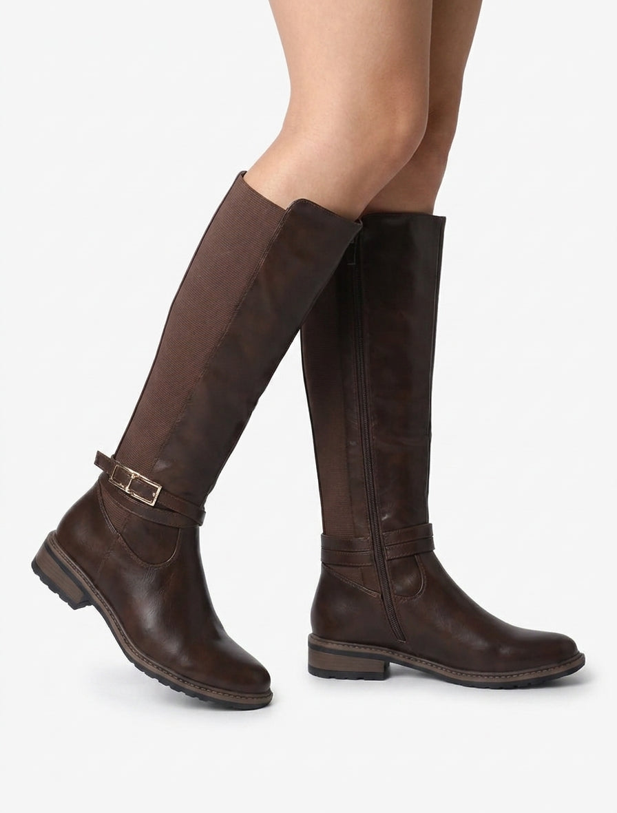 Botas lisas elásticas - Marrón
