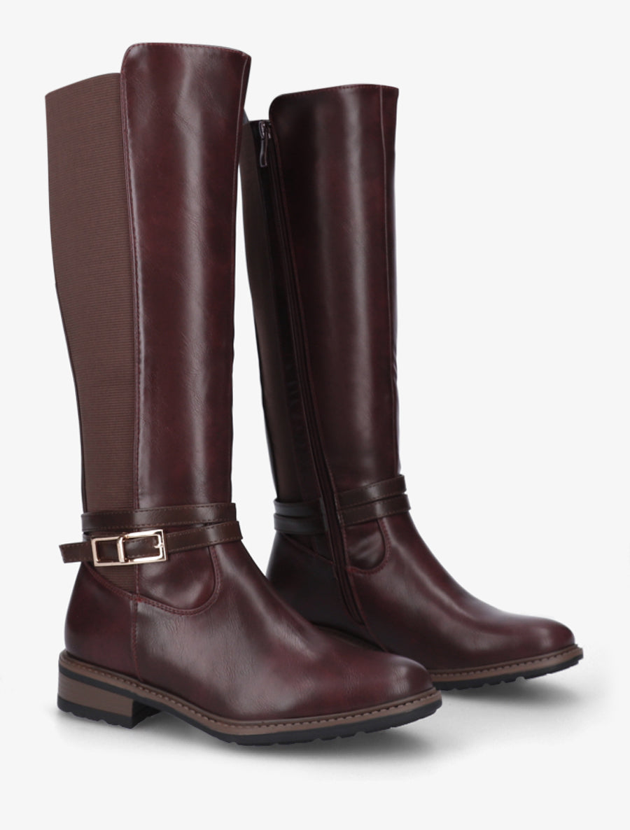 Bottes unies élastiquées - Lie de vin - 4