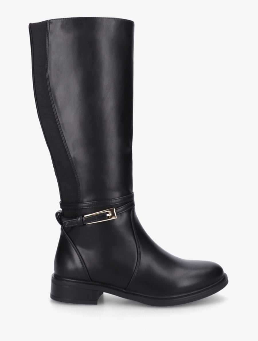Bottes en simili à boucle rectangulaire - Noir - 1