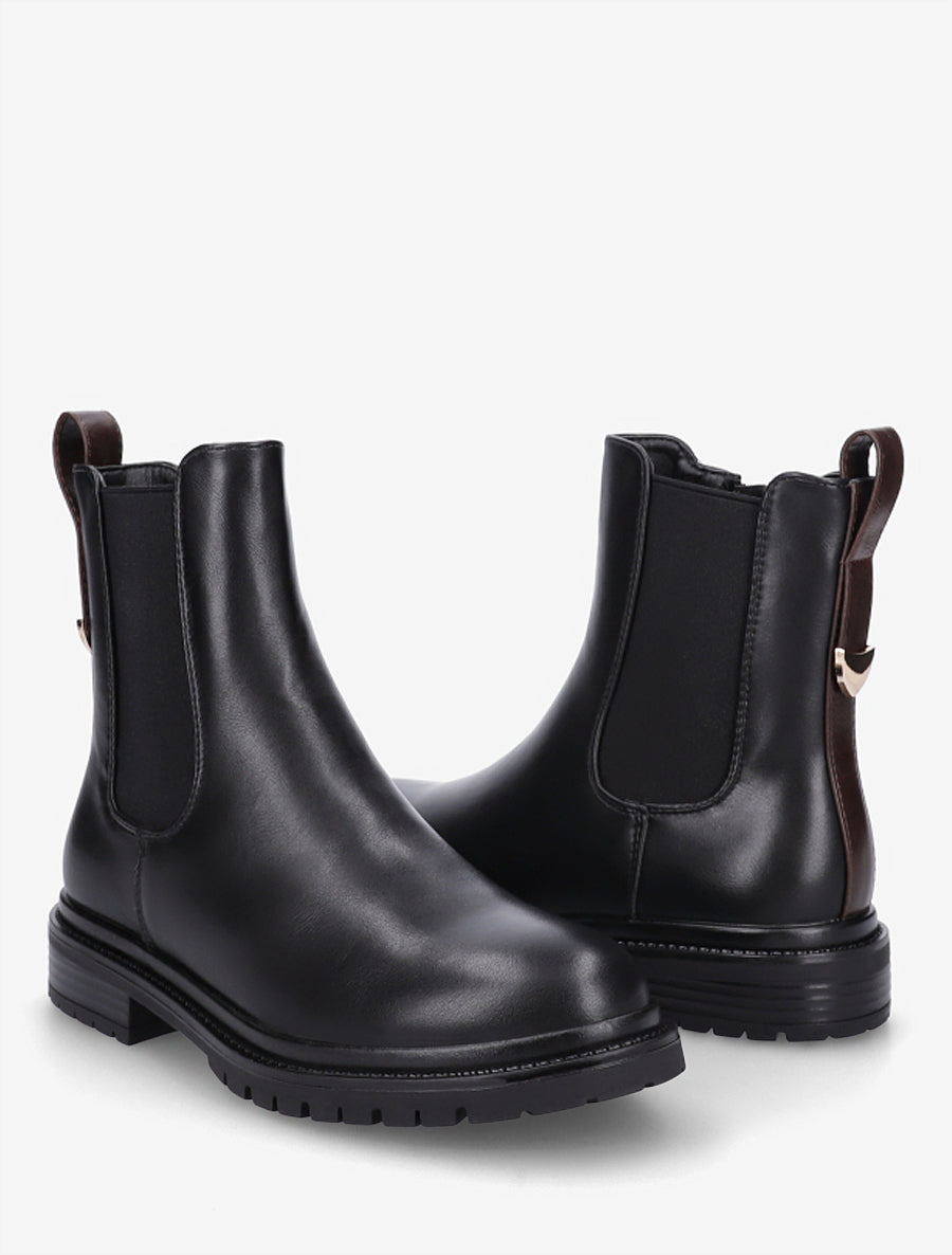 Chelsea boots à contrefort stylisé - Noir/marron - 4