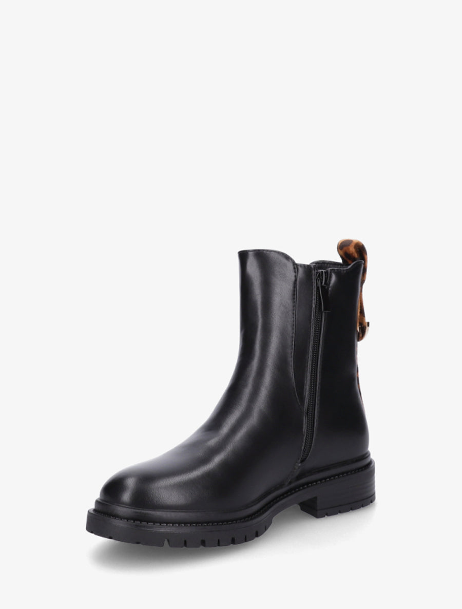 Chelsea boots à contrefort stylisé - Noir/léopard - 3