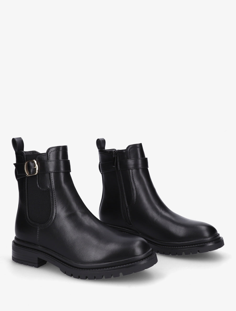 Bottines élastiquées à boucle et semelle crantée - Noir - 4