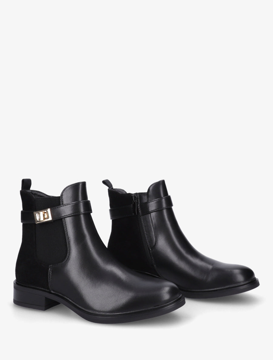 Bottines unies à contrefort en suédine - Noir - 4