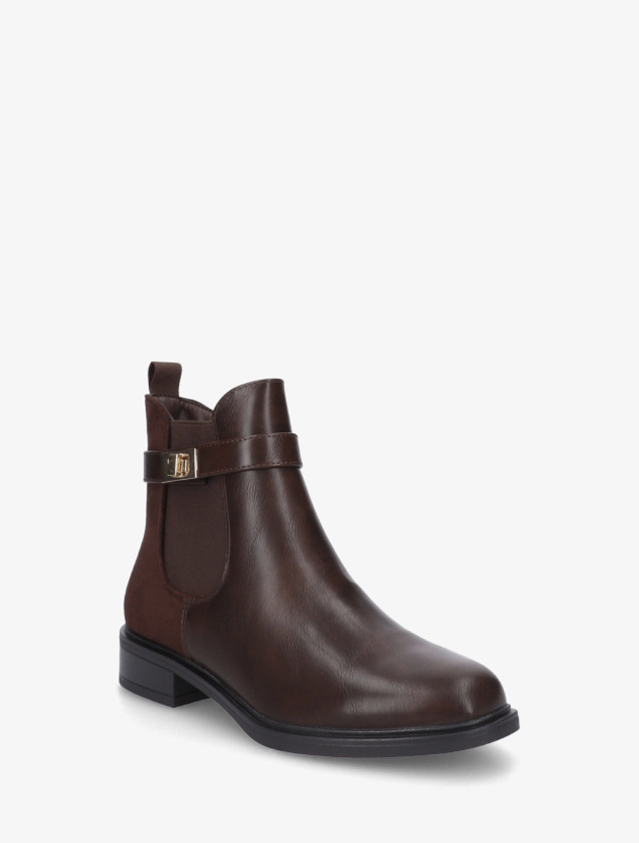 Bottines unies à contrefort en suédine - Marron - 2