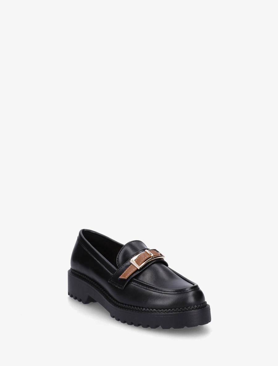 Mocassins à semelle crantée et boucle métallique - Noir - 2