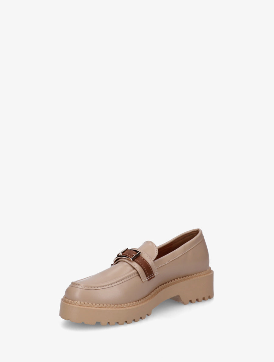 Mocassins à semelle crantée et boucle métallique - Taupe - 3