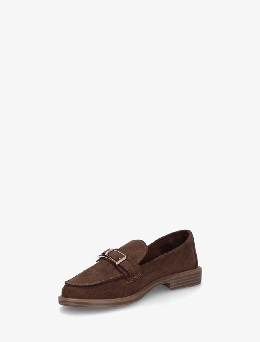 Mocassins en suédine à boucle métallique - Marron - 3