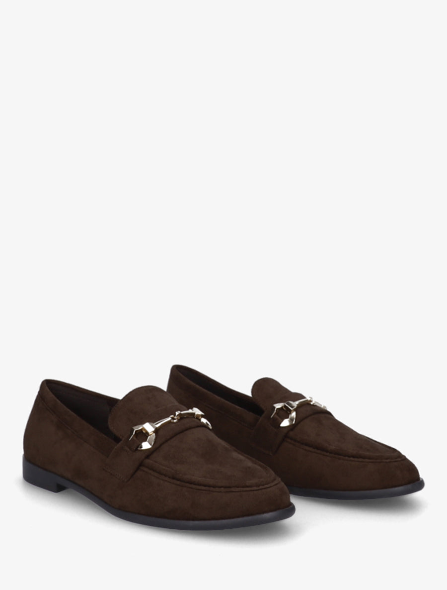Mocassins en suédine à boucle stylisée - Chocolat - 4