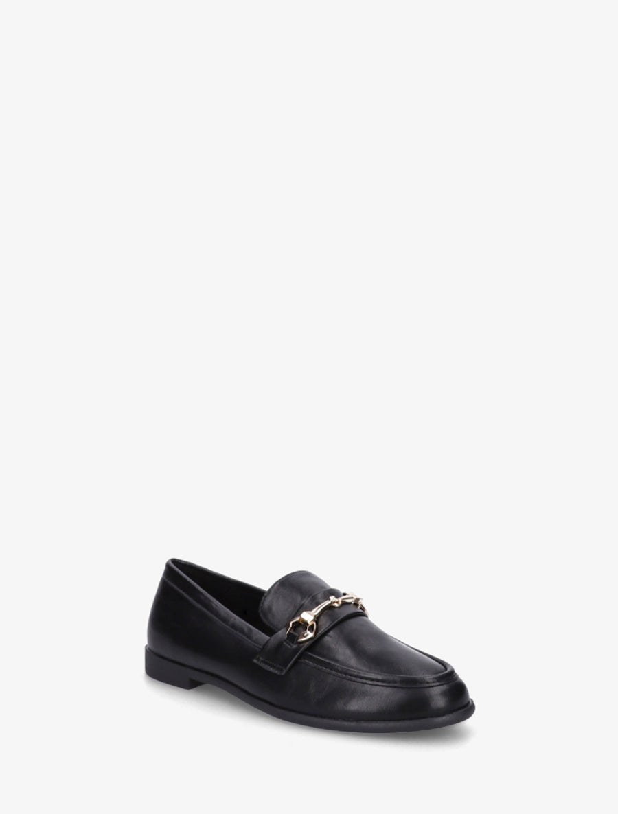 Mocassins en simili à boucle stylisée - Noir - 2