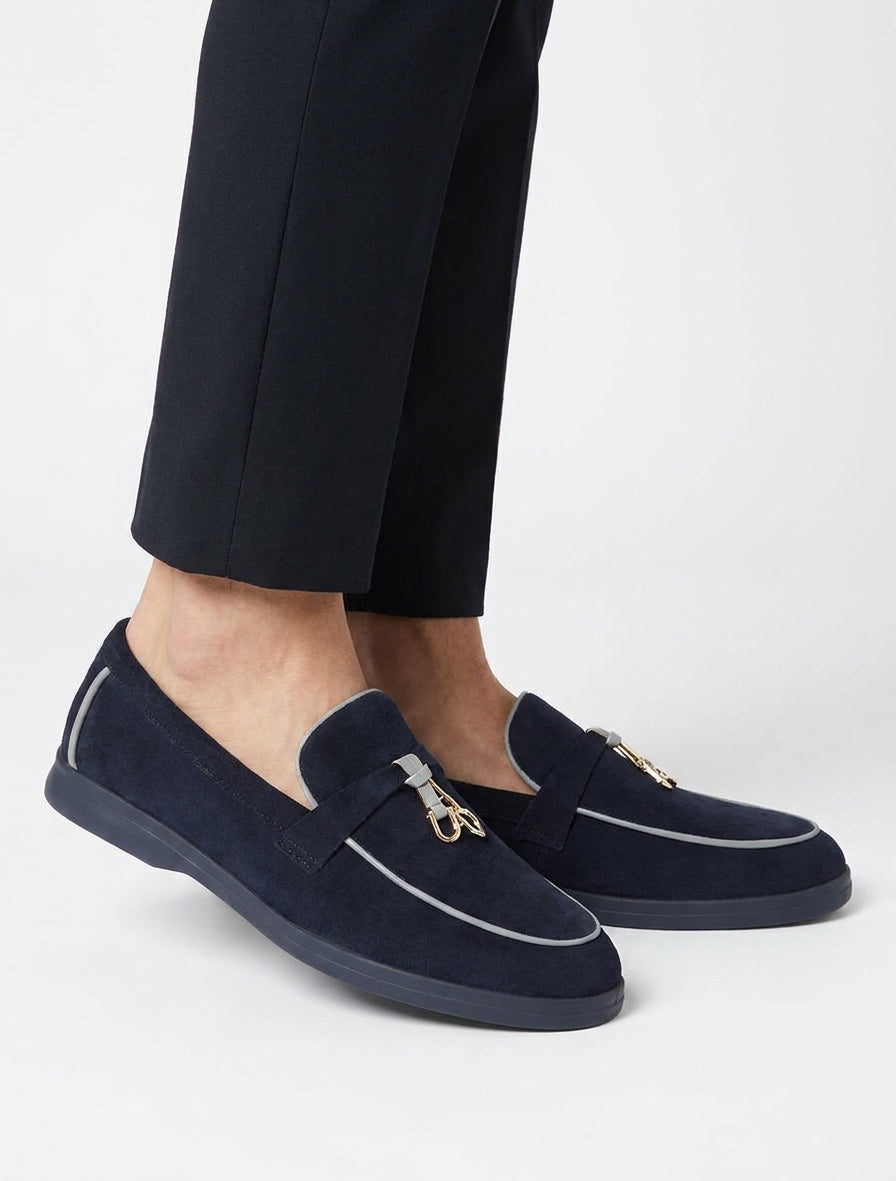 Mocasines de ante con hebilla decorativa - Marine