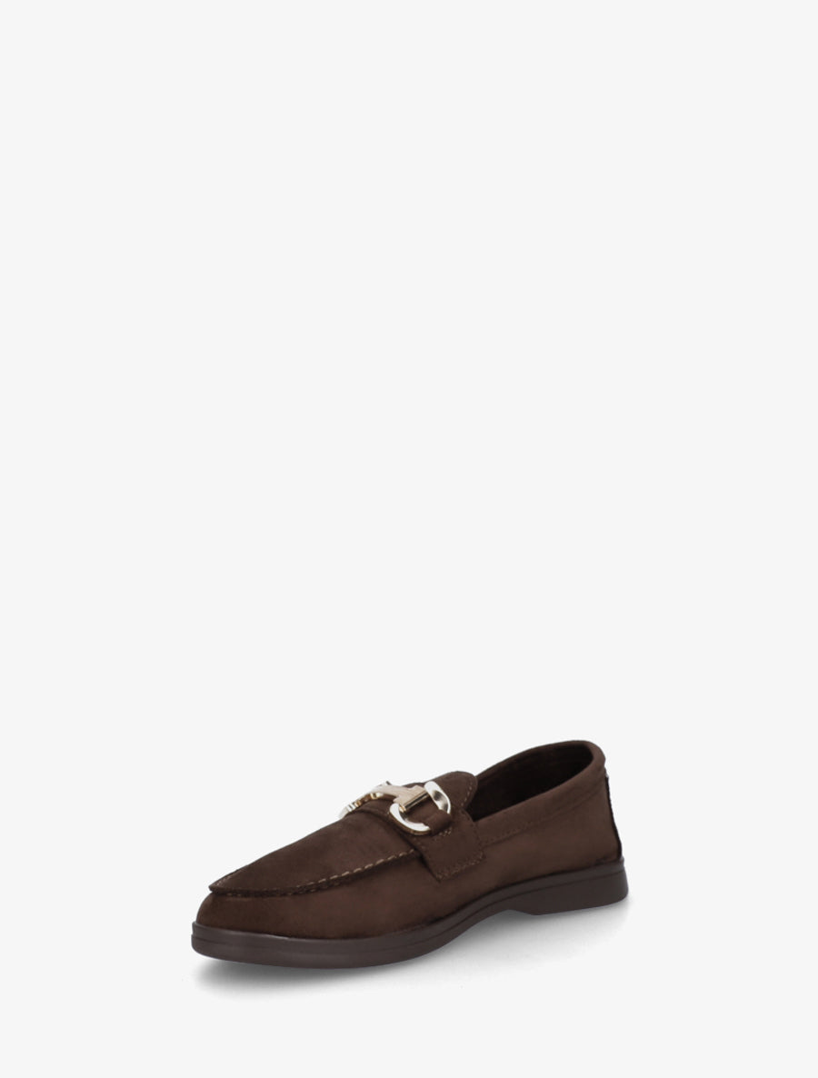 Mocassins unis en suédine - Chocolat - 3
