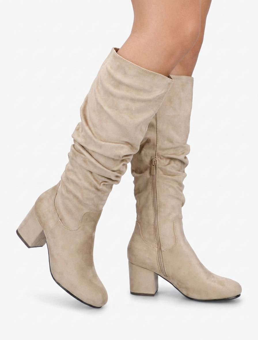 Botas plisadas de ante - Beis
