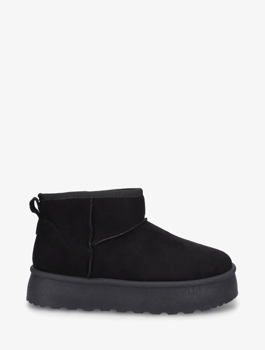 Bottines fourrées en suédine - Noir - 1
