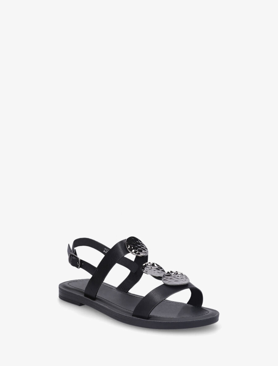 Nu-pieds à empiècements métal - Noir - 2