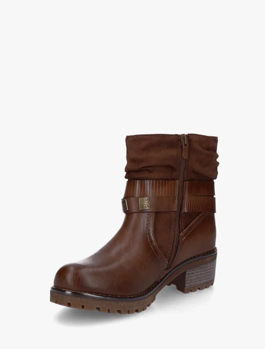 Boots plissées à boucle - Camel foncé - 3