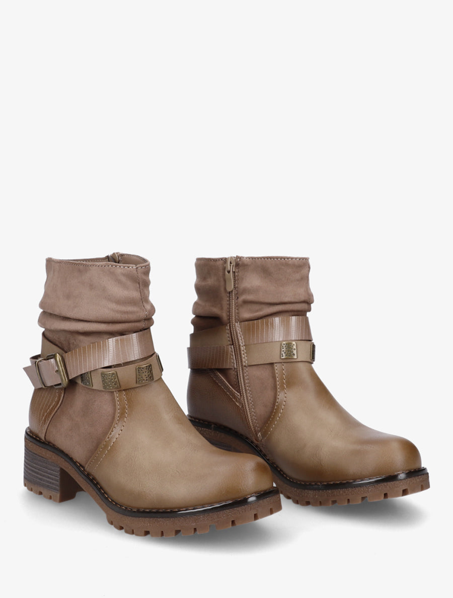 Boots plissées à boucle - Taupe - 4