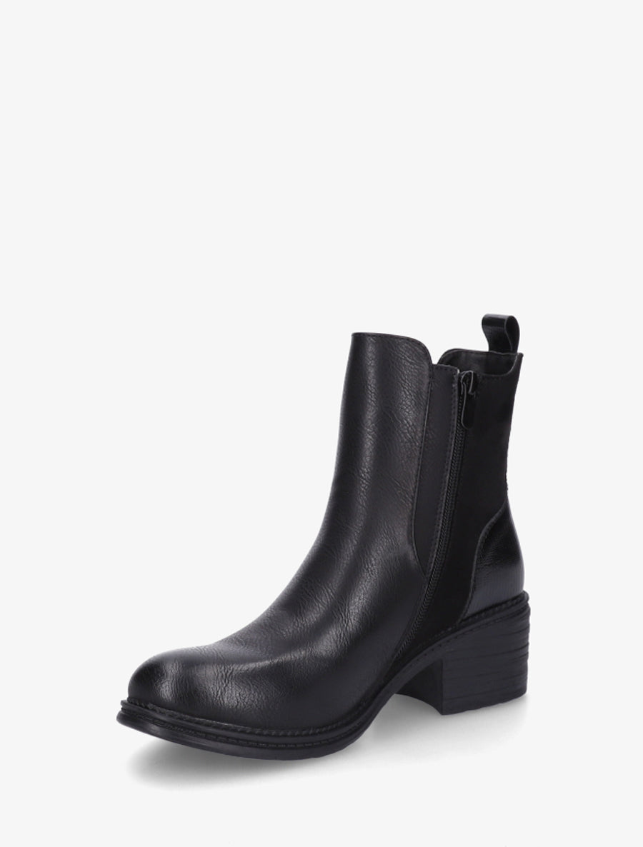 Bottines bimatière à contrefort effet python - Noir - 3
