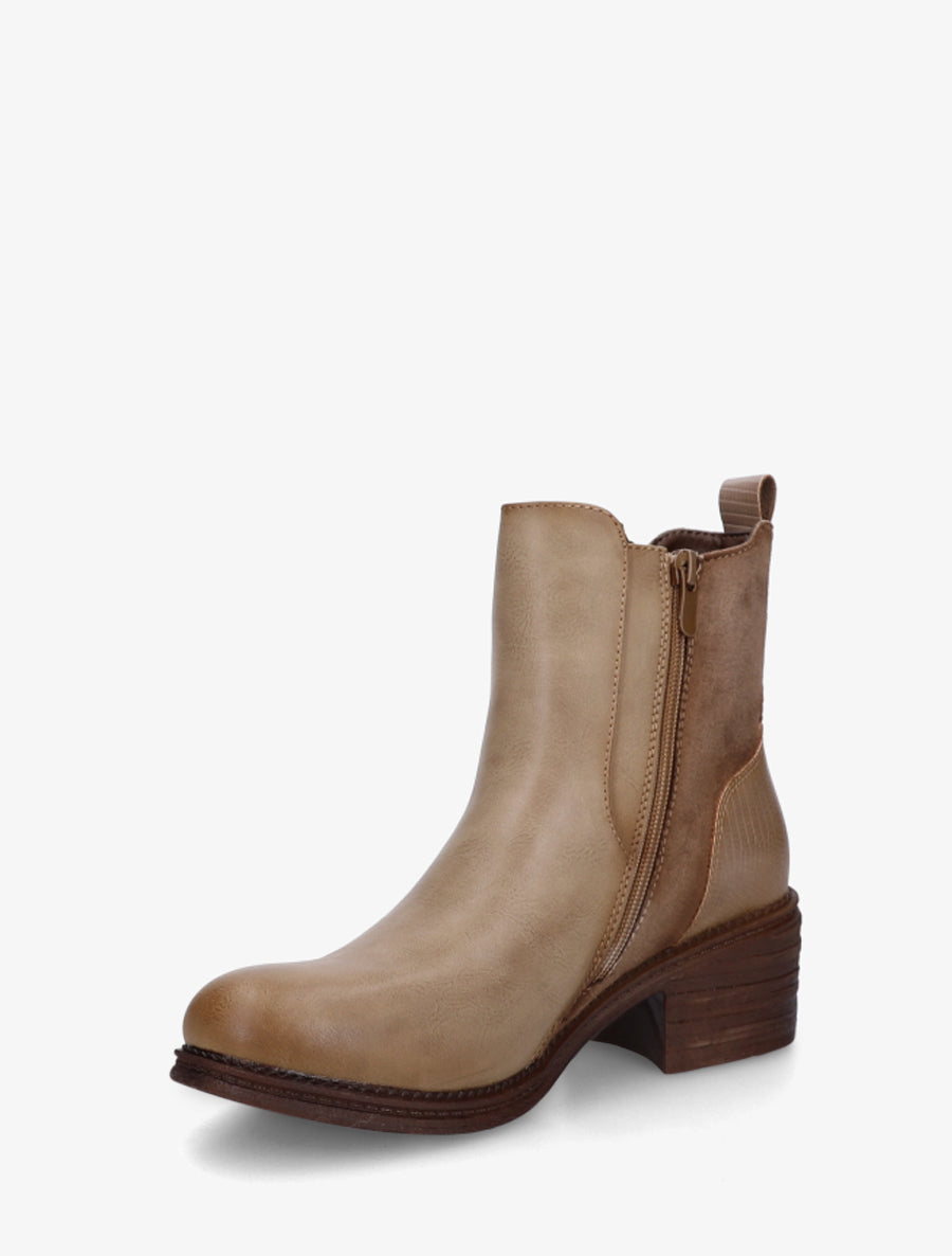 Bottines bimatière à contrefort effet python - Taupe - 3