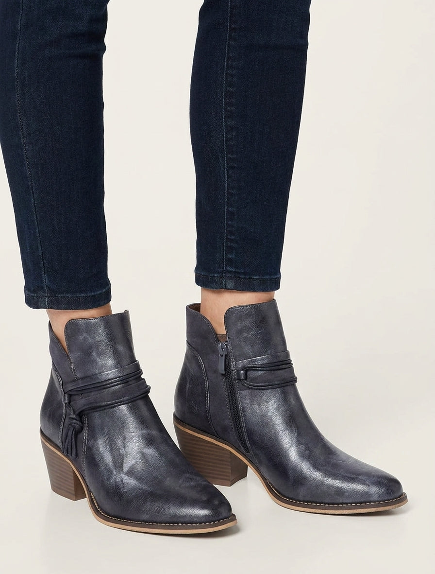 Botines irisadas con lazos decorativos - Azul oscuro