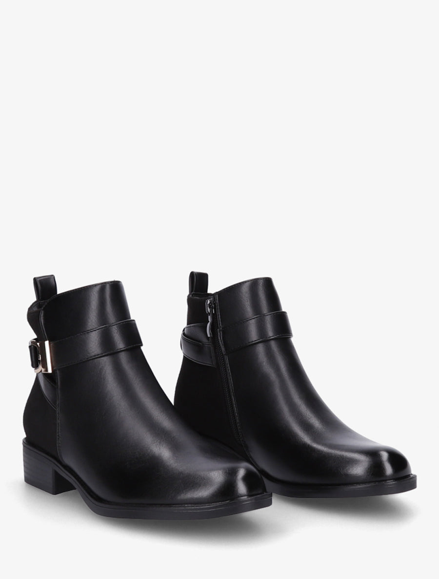Bottines en simili à contrefort en suédine - Noir/or - 4