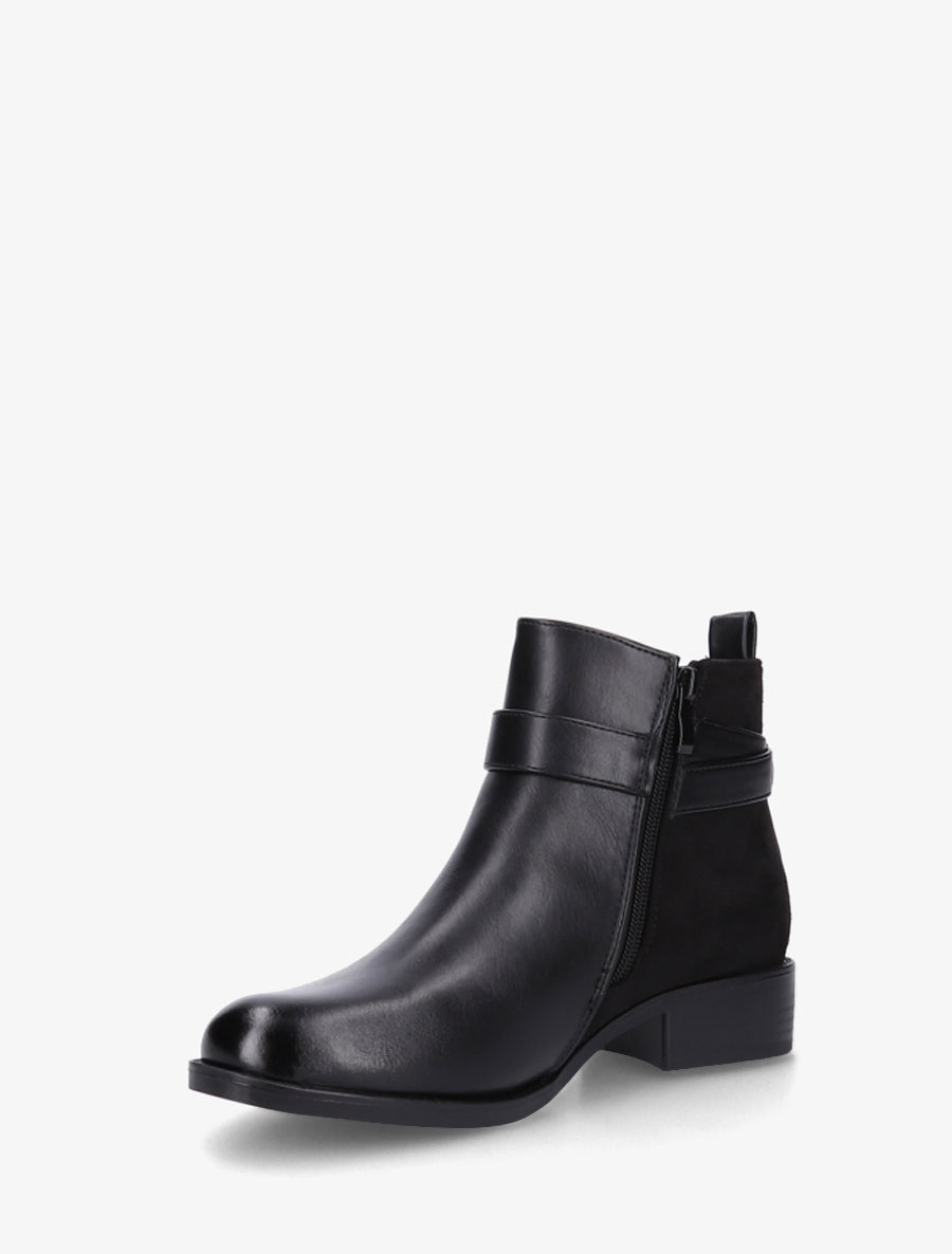 Bottines en simili à contrefort en suédine - Noir/argent - 3