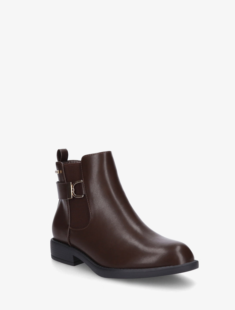 Bottines élastiquées à boucle métal et sangle - Marron - 2