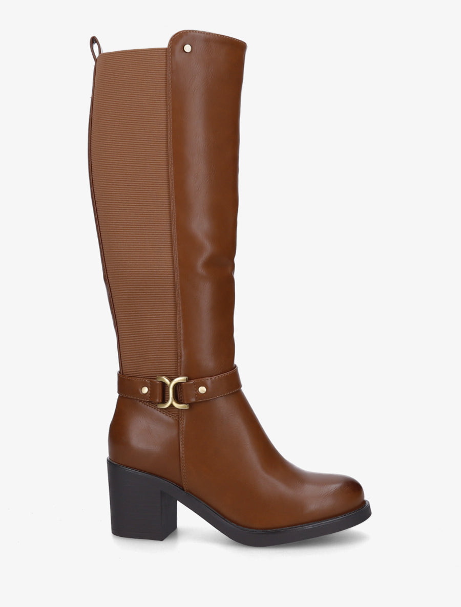 Bottes élastiquées à boucle métal - Camel - 1