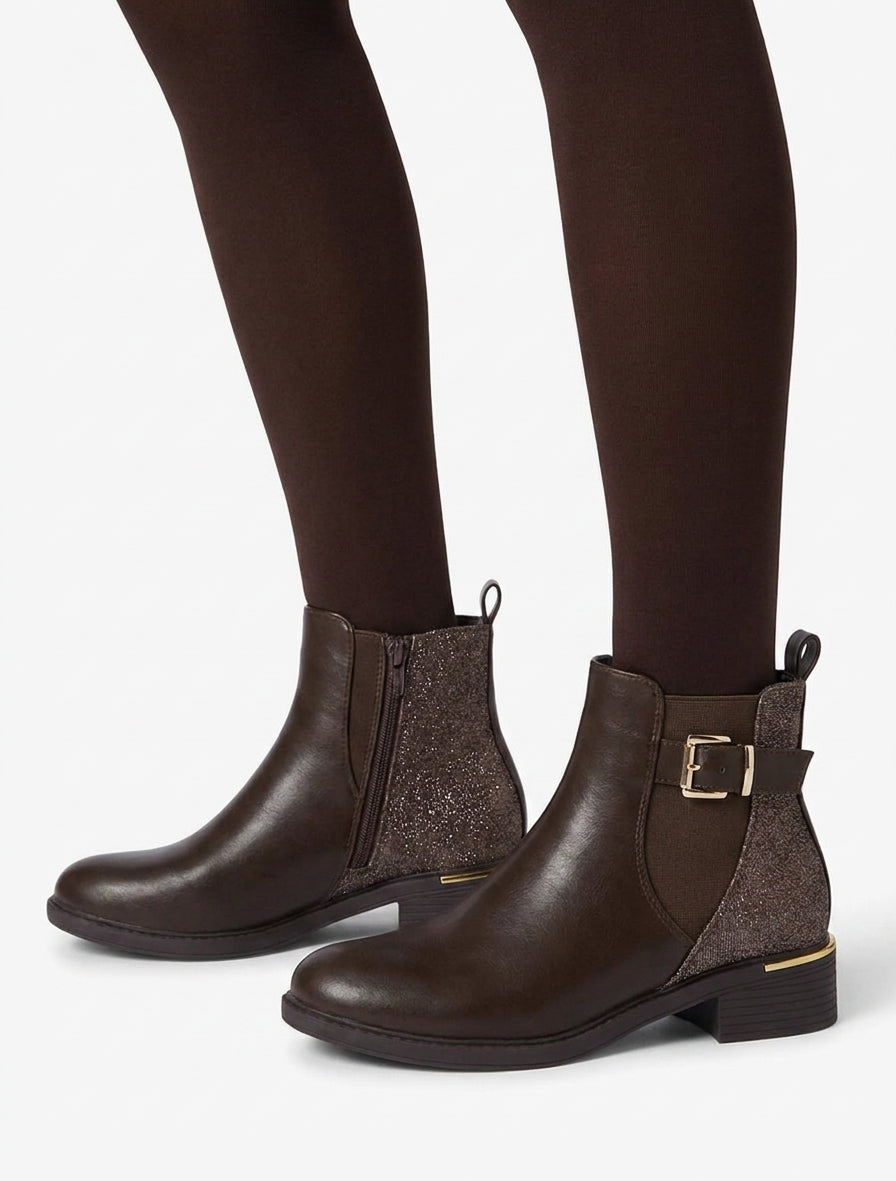 Botines elásticas con contrafuerte irisado - Marrón