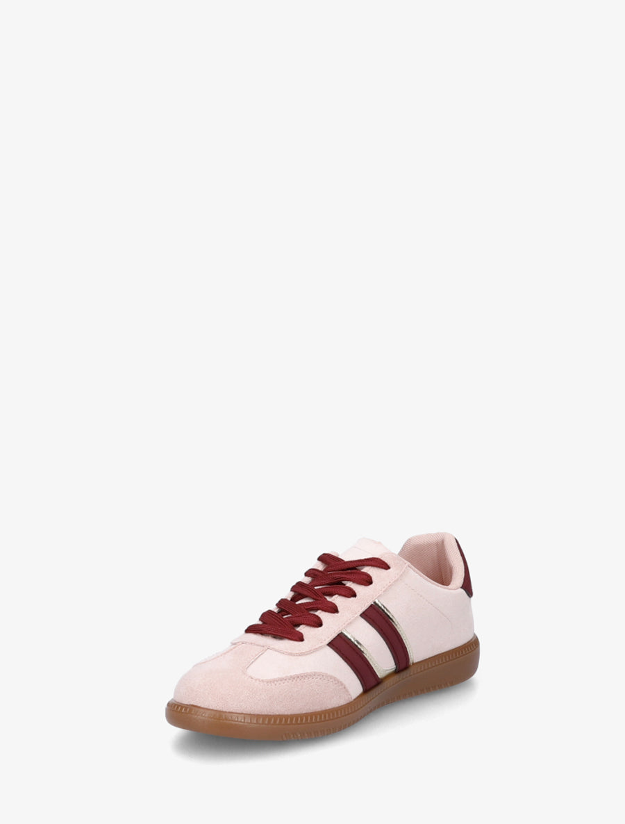 Sneakers effet nubuck à bandes contrastantes - Rose - 3