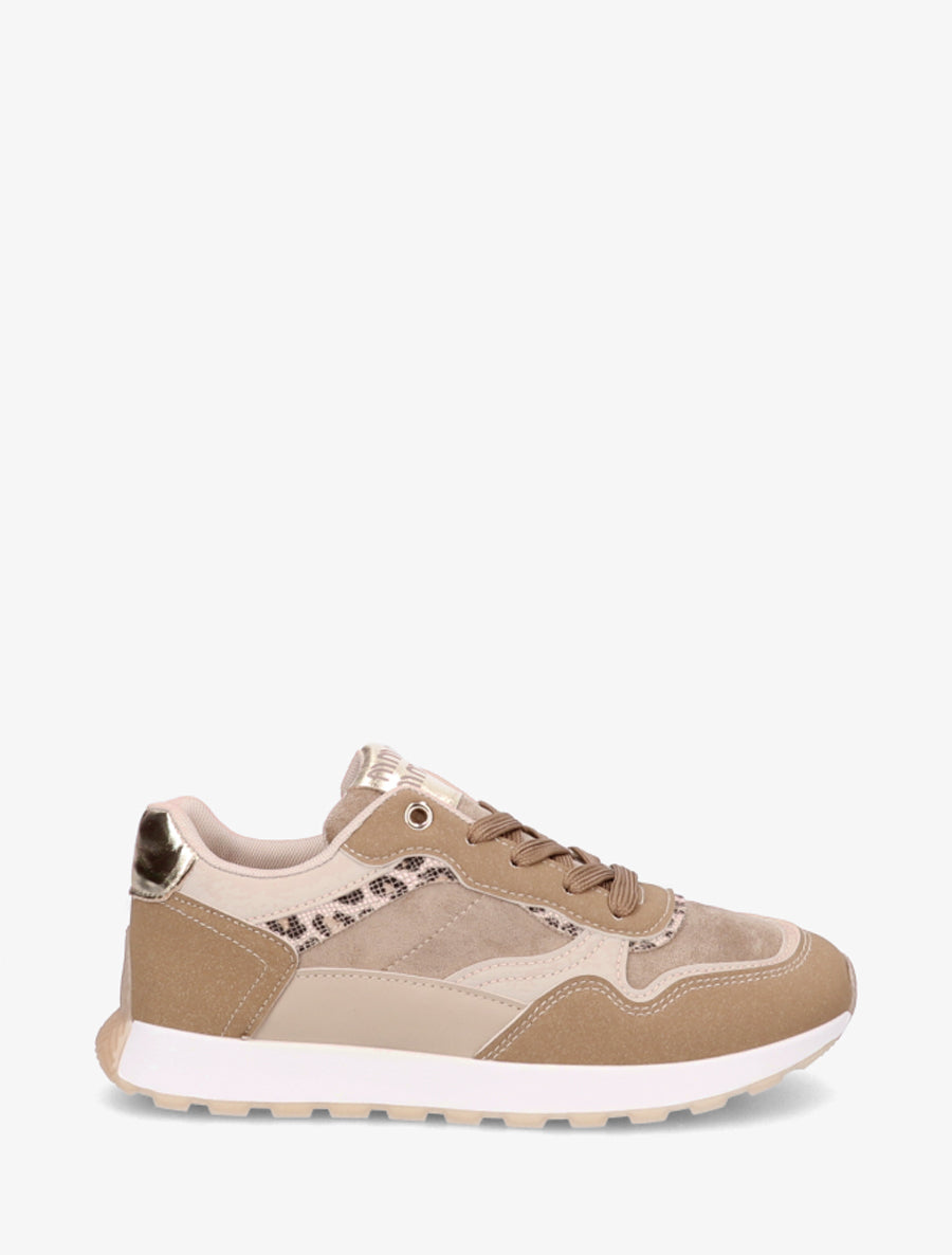 Sneakers à bandes contrastantes - Taupe - 1