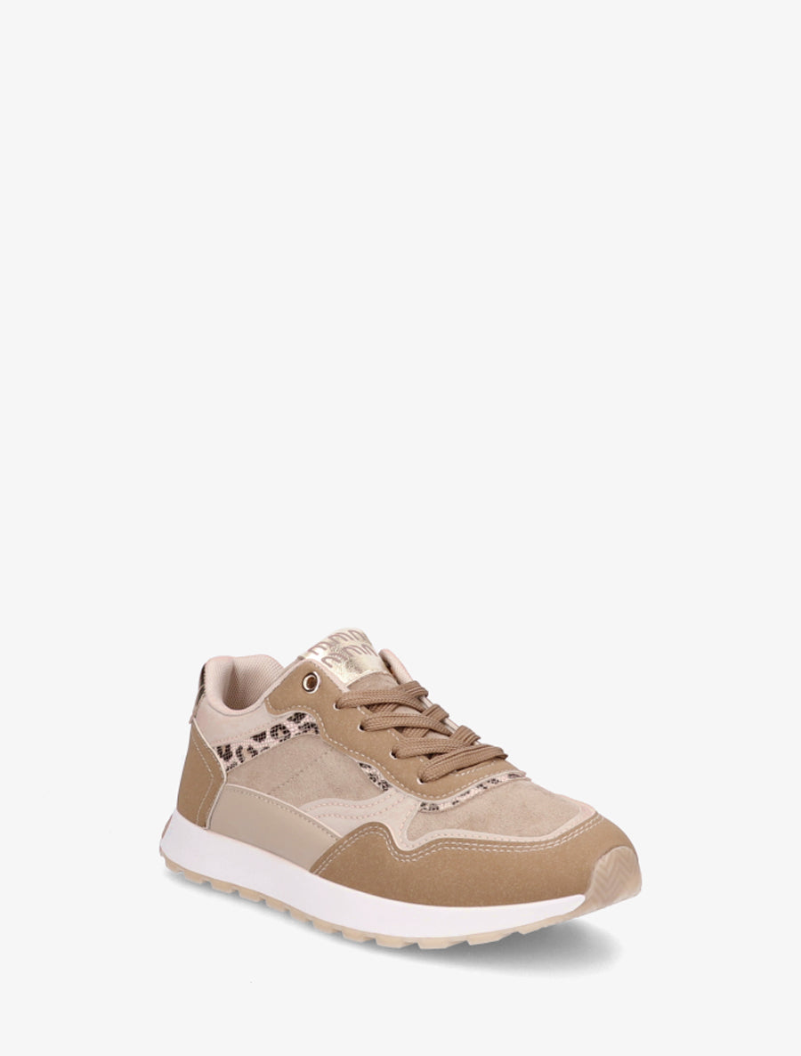 Sneakers à bandes contrastantes - Taupe - 2