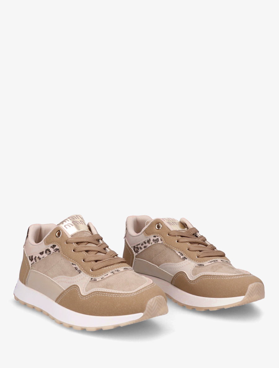 Sneakers à bandes contrastantes - Taupe - 4